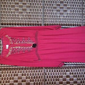 Altuzarra X Target Burgundy Long Sleeve Dress with Embroidery